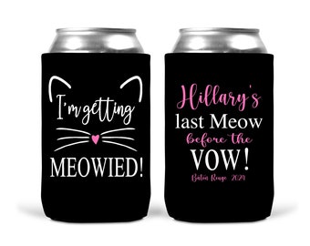 Cat Party Favors. Cat Bachelorette getting meowied. Custom Cat Bachelorette Party Favors. Personalized last meow before Vow. Here to Purrty