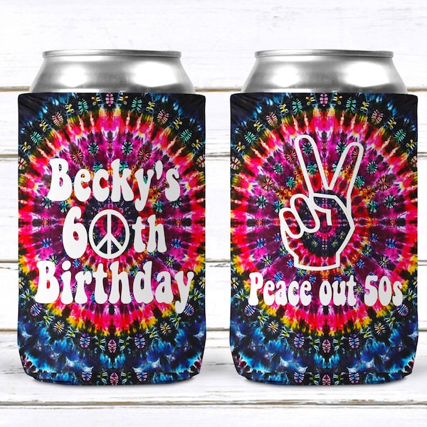 Tie Dye Party Huggers. Hippie 70's tie dye Birthday Party Huggers. Retro Birthday Coolies. 70's theme Party Favors