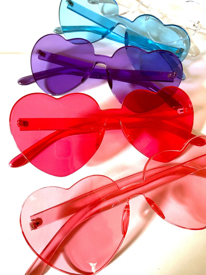 Heart Sunglasses Rimless Heart Glasses 16th 21st 30th 40 Birthday Party Favors 90s theme Beach Bachelorette Party Sunglasses image 1