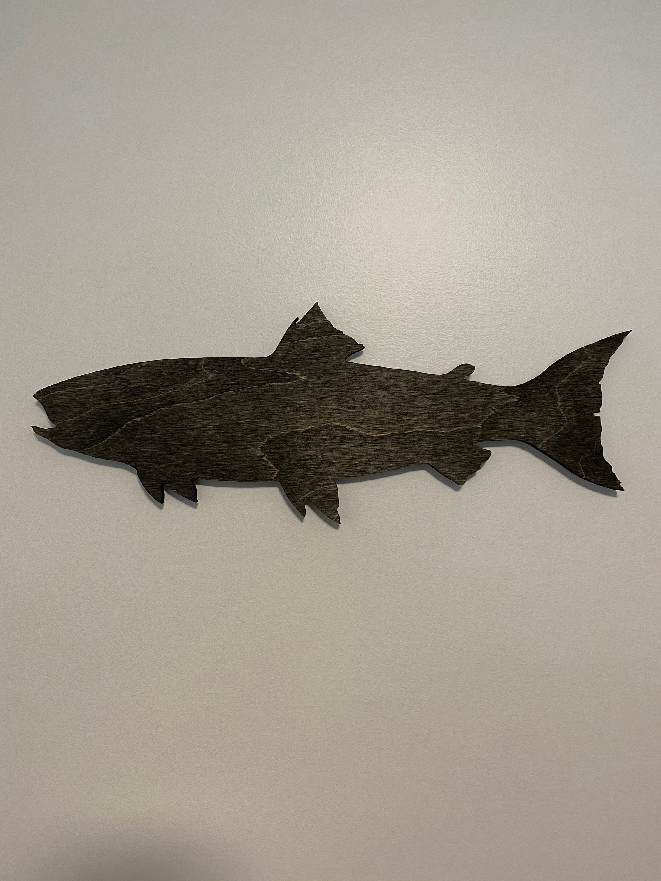 Salmon Wooden Wall Art Wooden Fish Carving Wall Décor Wood Etsy Canada