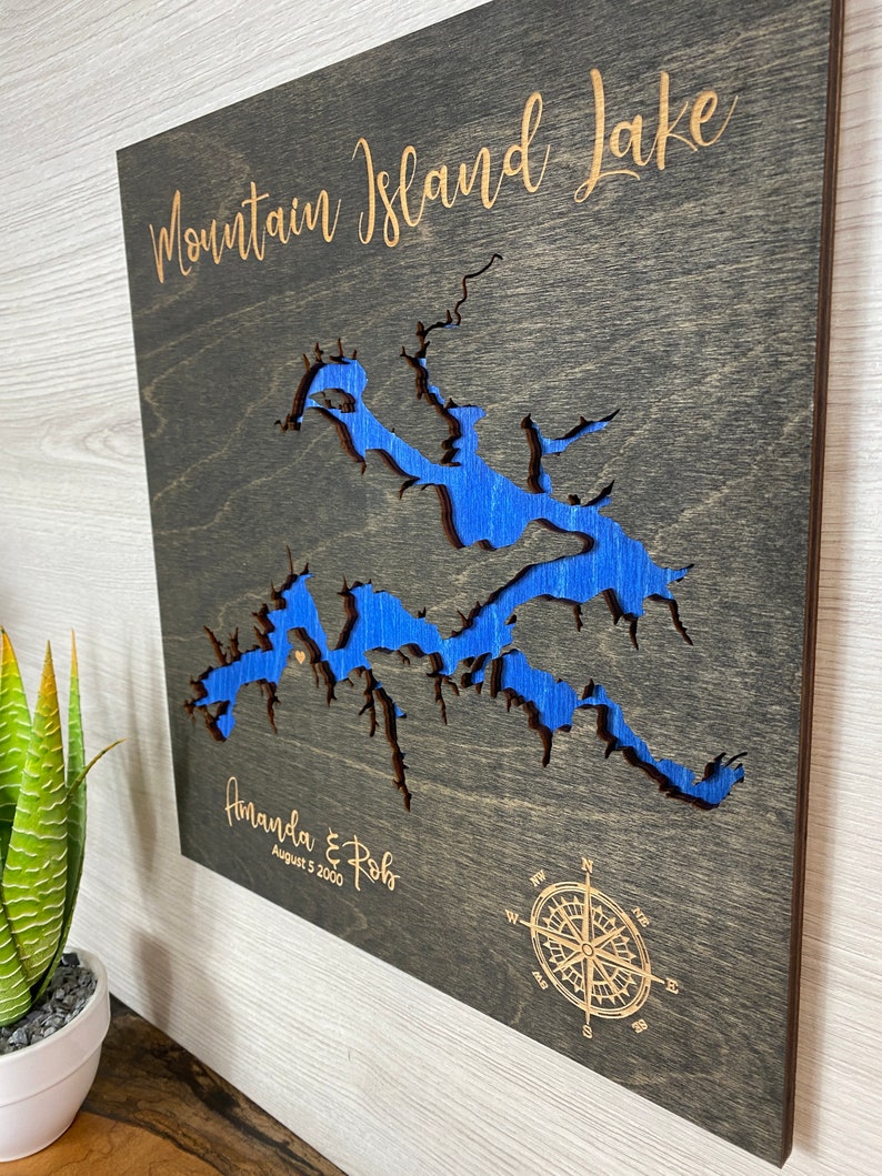 Custom Lake Map Personalized Lake House Decor Cabin Sign Etsy