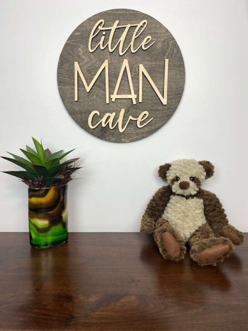 Little Man Cave Nursery Decor Wall Art Etsy