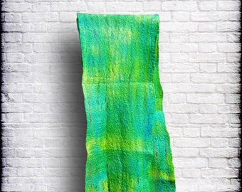 Cobweb Felt Scarf - Polwarth / Tussah Silk, Hand-dyed Scarf