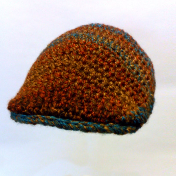 Flat Cap - Crocheted in Autumn Harvest Heather