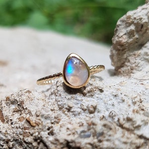 Rainbow moonstone ring; moonstone stackable ring; moonstone gold ring; moonstone stacking ring; moonstone silver stacking ring