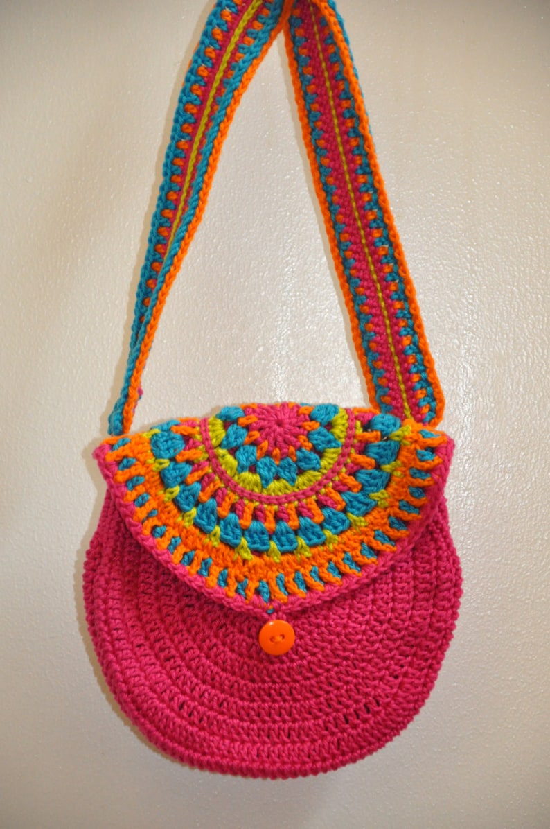 Colorful crochet mandala purse image 1