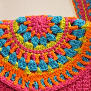Colorful crochet mandala purse image 3