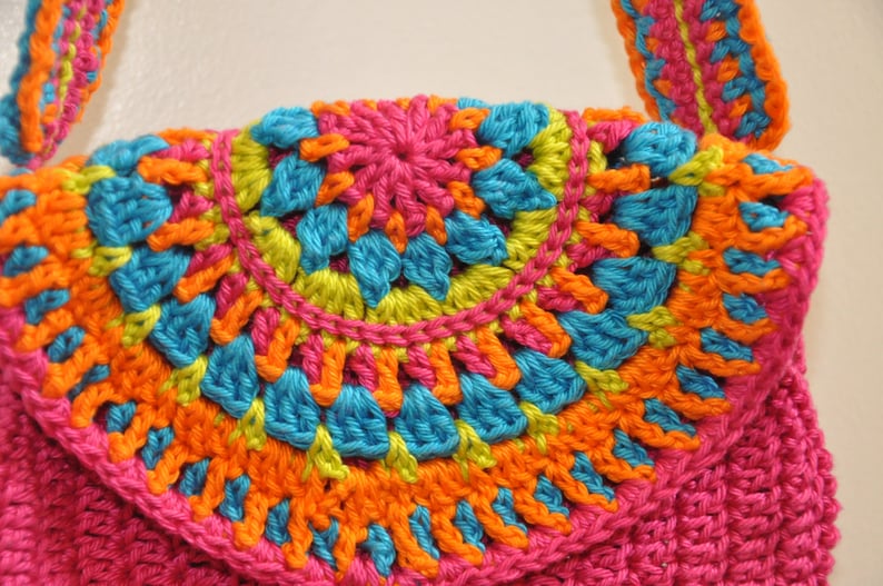 Colorful crochet mandala purse image 3