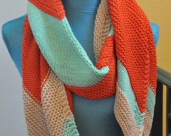 Thick and chunky hand knit chevron arrow scarf