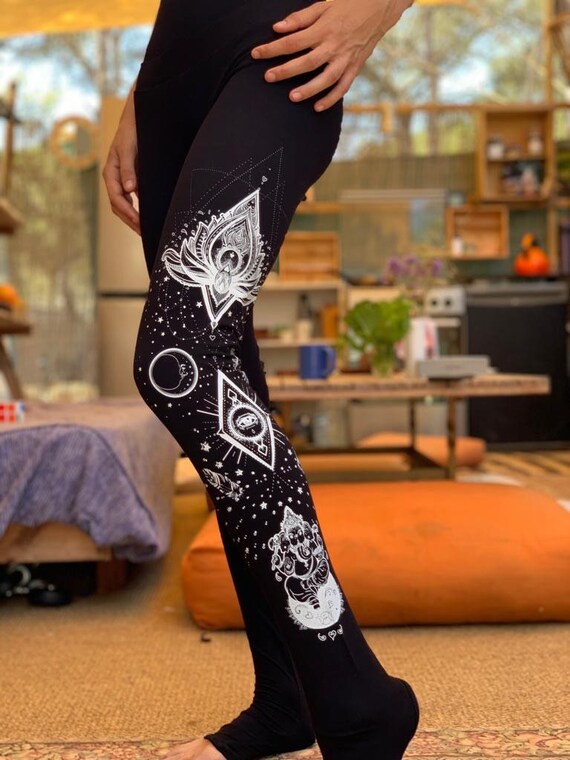 KIKU Extra Long Yoga Leggings With Spats Yoga Pants Women, Black Leggings  Fitness Workout Festival Dance Leggings, Mandala Lotus Yoga Botto -   Sweden