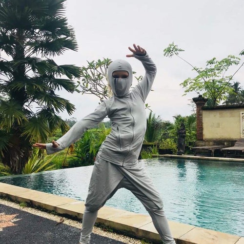 NINJA Kids suit set Ninja clothing long sleeve hoodies for kids & harem pants baggy drop crotch Thumb hole unique hoodie shops for teen