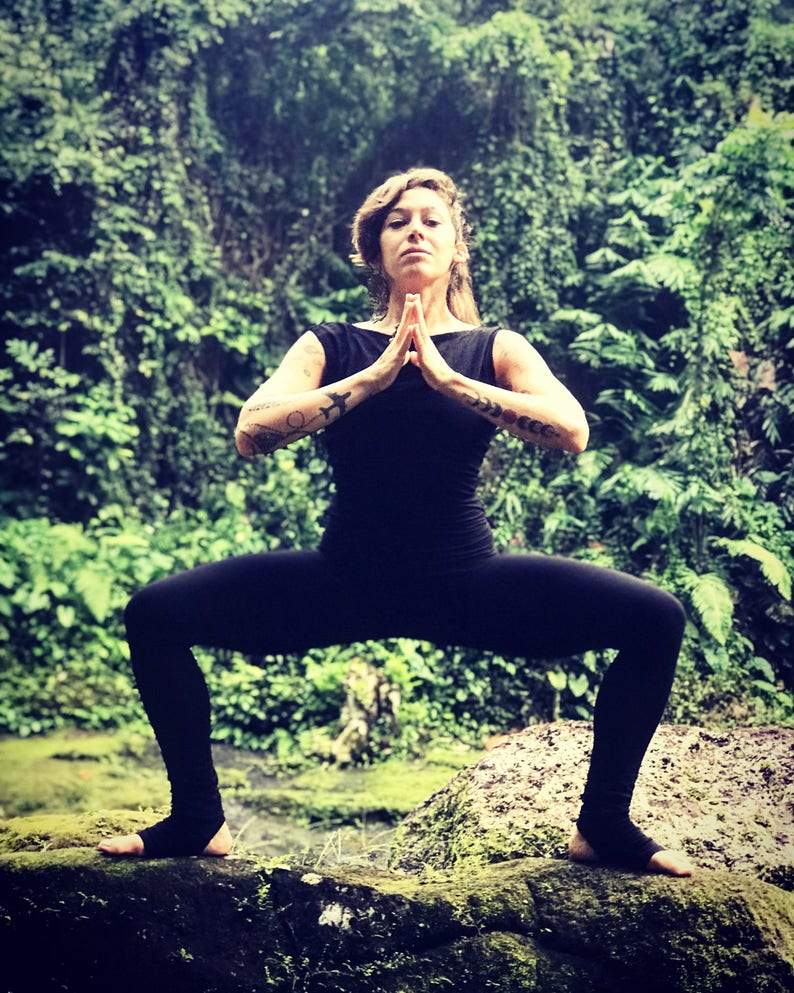 REI One Piece Bodysuit Yoga Clothing Sleeveless Black Bodysuit Open