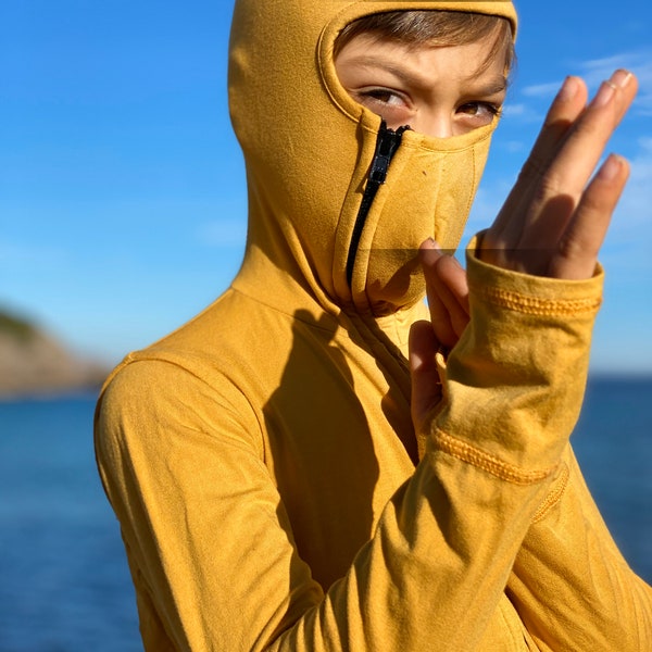 Ensemble de costume NINJA pour enfants vêtements Ninja sweats à capuche à manches longues pour enfants et sarouels ample entrejambe trou pour le pouce sweat à capuche unique pour adolescent