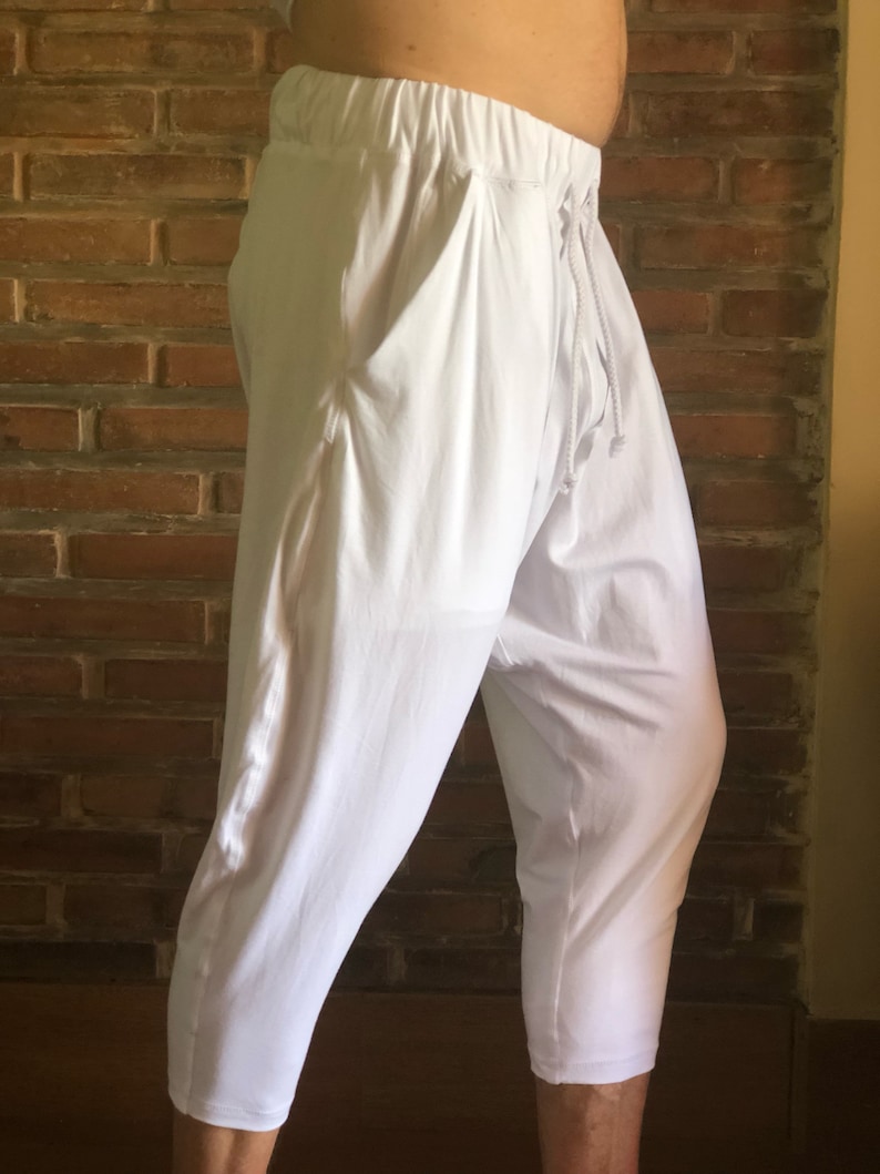 Short pants man Workout comfy pants 34 pants Bamboo pants fo SHIDJO White yoga pants men Short trousers Yoga wear outfit Dance pants