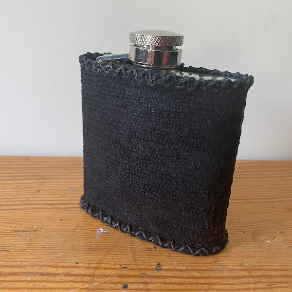 Mini Snake Print Leather metal flask.