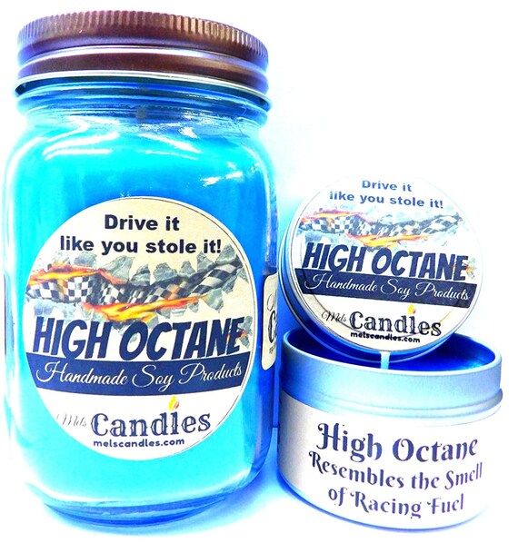 4oz High Octane and 4oz Race Fuel Soy Candle Tins Combo Set Great Gift for M 