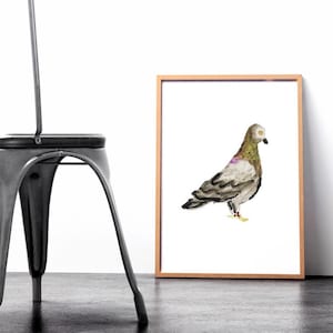 Aquarell Taube Wand Kunst zum ausdrucken - Vogel Digital Download - Natur Wildtier Illustration, minimalistische Tier Kunst, rustikale Wohnkultur