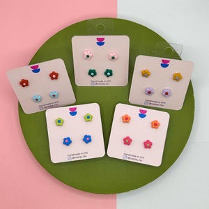 Florecitas: Tiny Flower Stud Earrings- Polymer Clay | Handmade Jewelry | Gifts for her