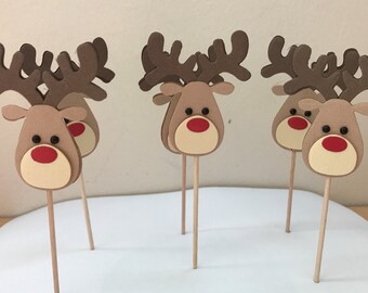 Reindeer Cupcake Toppers, Christmas Cupcake Toppers, christmas decor
