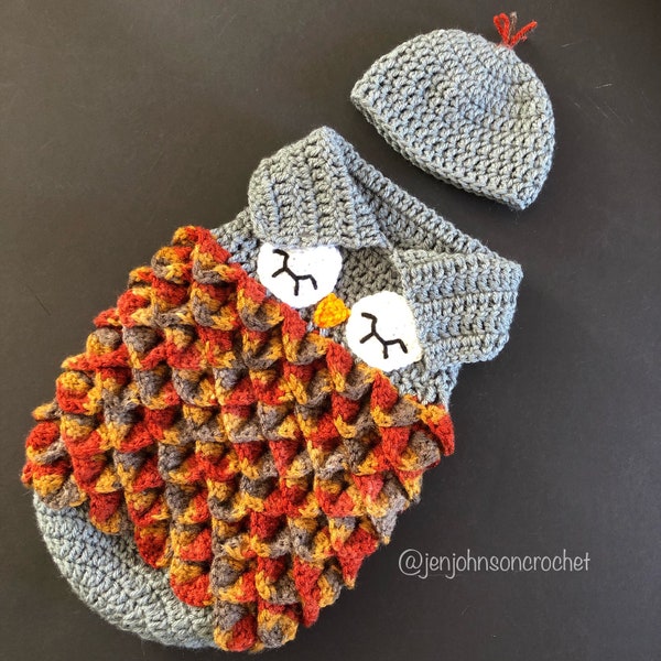 Crochet NEWBORN Owl Sleep Sack / Cocoon / photoprop / blanket / handmade / hat / baby / gift set / unique gift
