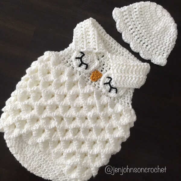 Crochet NEWBORN Owl Sleep Sack / Cocoon / photoprop / blanket / handmade / hat / baby / gift set / unique gift