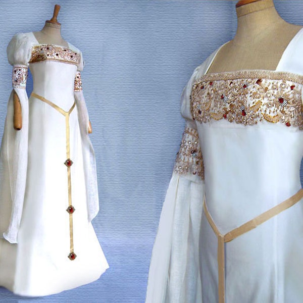 Vestido de novia medieval renacentista de los elfos Galadriel Arwen CALEYA - Hecho a medida