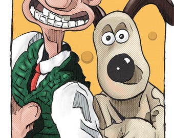 Wallace & Gromit - A3 240GSM Gloss Print - Artwork Signed by Artist