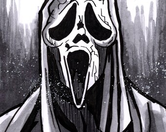 Ghostface - scream - original sketch card - signed - A5 25gsm Bristol Board