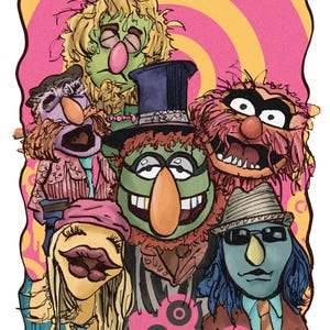 Les Muppets - Electric Mayhem - Jim Henson - Cartes imprimées brillantes 240 g - Impression originale signée par l'artiste