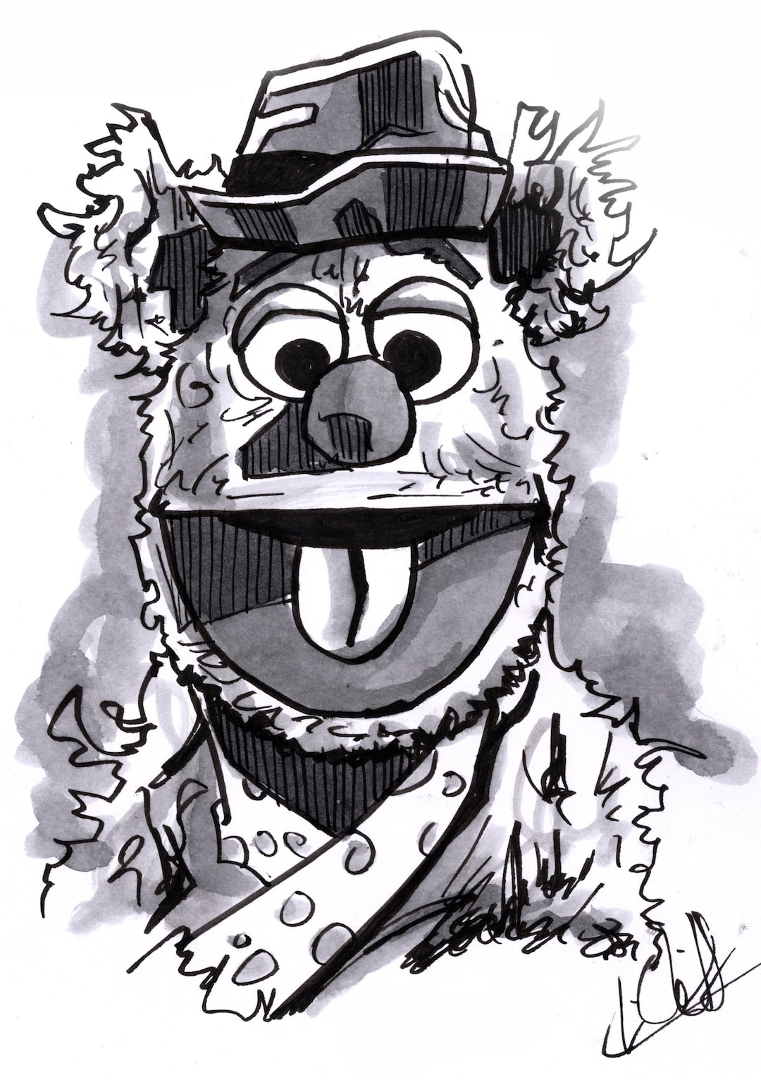 Fozzie Bear - Muppets - Original Sketch Card - Ink - A5 250gsm Bristol ...
