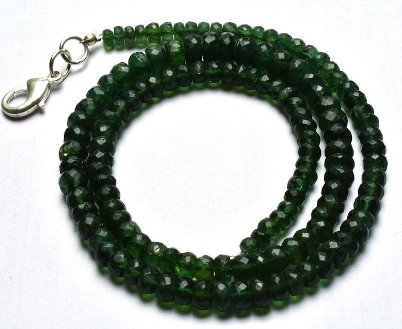 Natural Gem 17 Inches Super Finest Quality -AAA-Green Color Apatite Rondelle Faceted Big Beads Necklace 4 TO 7 MM