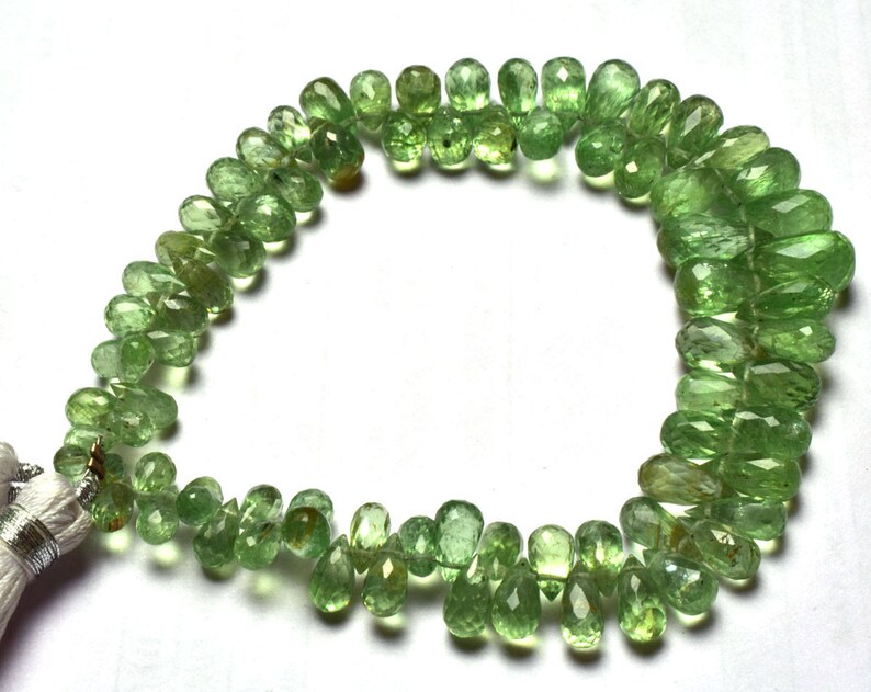 Full Stand Natural Gem 8 inch Natural Gemstone Super Green Kyanite Faceted Tear Drop Shape Briolettes Beads 6 TO 12 MM