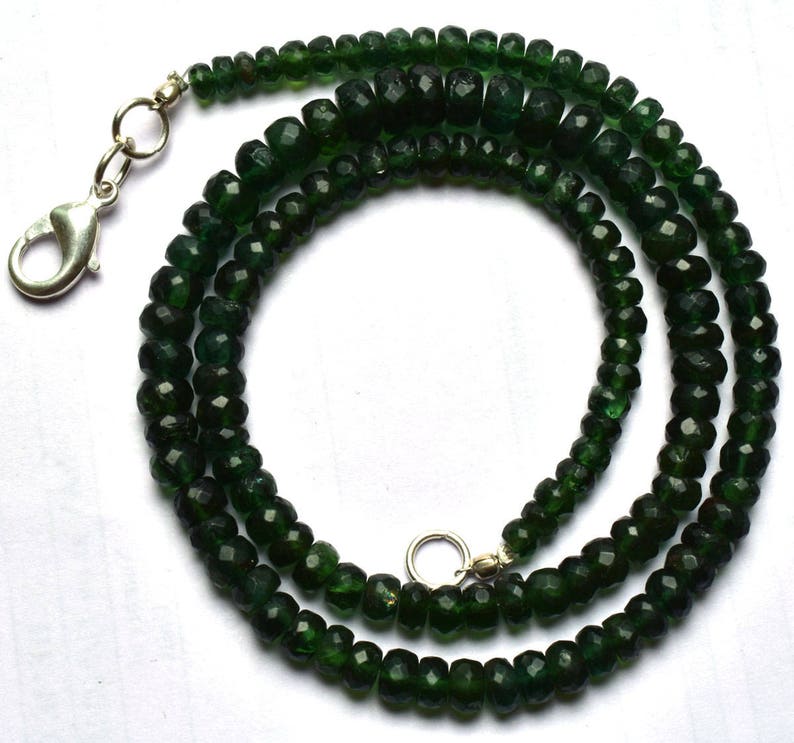 Natural Gem 17 Inches Super Finest Quality -AAA-Green Color Apatite Rondelle Faceted Big Beads Necklace 4 TO 7 MM
