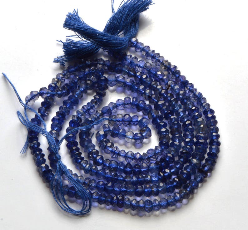 Micro Faceted 2 TO 2.5 MM 1 Stand 13.5 Inches Natural Iolite Beads Micro Faceted Rondelles BEADS