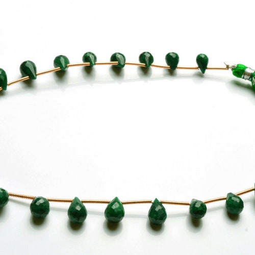 Natural Gem Quality 10 Inches Natural ,Super Rare Emerald Faceted TEAR Drop Shape Beads Briolettes 8 shops TO 11 MM