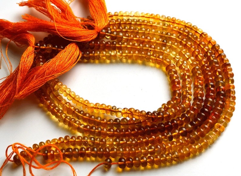 Natural Gem 1 Stand 14 inch Super Rare AAA Golden Citrin Smooth Rondelle Shape Beads Size 3.5 TO 4 MM