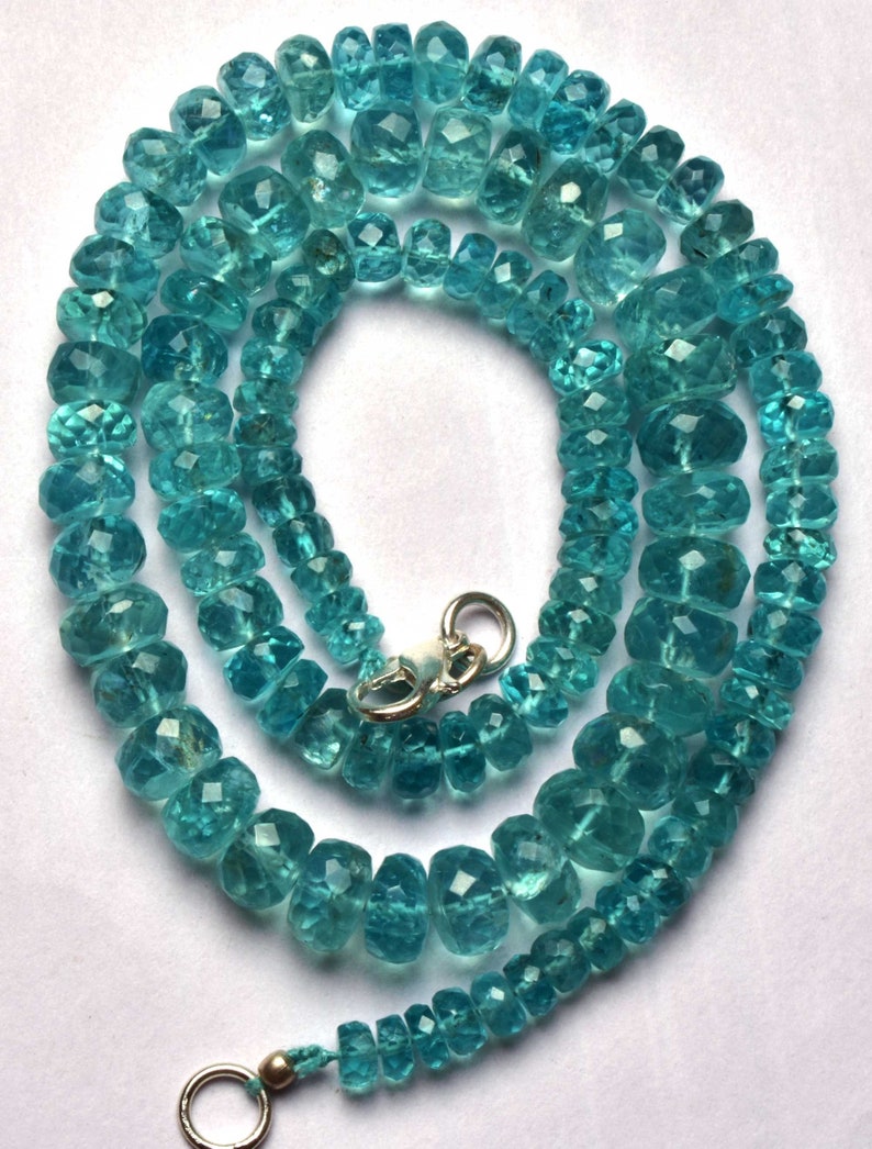 -AAA-Green Emerald Color Apatite Rondelle beads Faceted Big Beads Necklace 4.5 TO 8 MM Full Stand 16.5 Inches Super Finest Quality