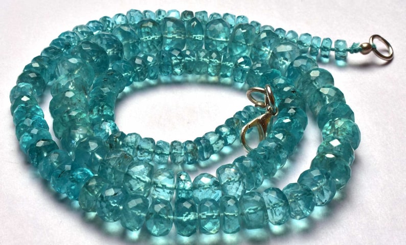 -AAA-Green Emerald Color Apatite Rondelle beads Faceted Big Beads Necklace 4.5 TO 8 MM Full Stand 16.5 Inches Super Finest Quality