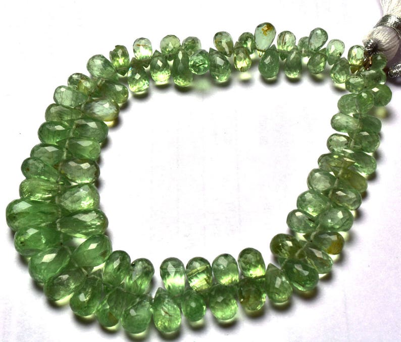 Full Stand Natural Gem 8 inch Natural Gemstone Super Green Kyanite Faceted Tear Drop Shape Briolettes Beads 6 TO 12 MM