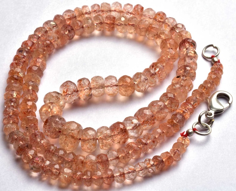 Natural Beads AAAA quality 20 Inch Strand Super Finest-Quality-SUNSTONE Faceted Rondelle  Beads Necklace 4 TO 10 mm size