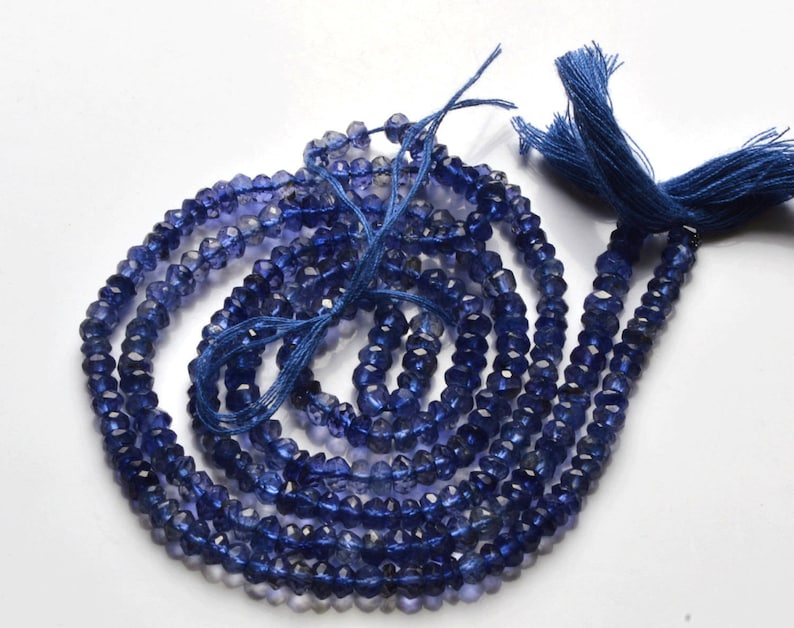 Micro Faceted 2 TO 2.5 MM 1 Stand 13.5 Inches Natural Iolite Beads Micro Faceted Rondelles BEADS
