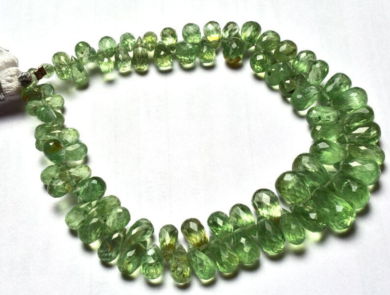 Full Stand Natural Gem 8 inch Natural Gemstone Super Green Kyanite Faceted Tear Drop Shape Briolettes Beads 6 TO 12 MM