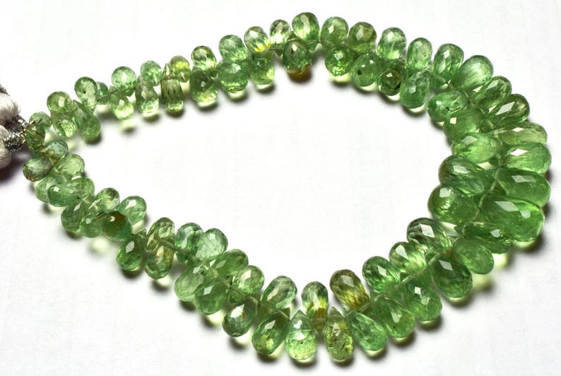 Full Stand Natural Gem 8 inch Natural Gemstone Super Green Kyanite Faceted Tear Drop Shape Briolettes Beads 6 TO 12 MM