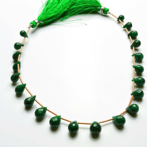 Natural Gem Quality 10 Inches Natural ,Super Rare Emerald Faceted TEAR Drop Shape Beads Briolettes 8 shops TO 11 MM