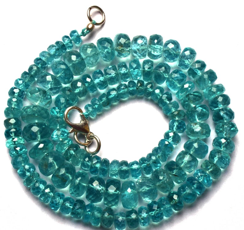 -AAA-Green Emerald Color Apatite Rondelle beads Faceted Big Beads Necklace 4.5 TO 8 MM Full Stand 16.5 Inches Super Finest Quality