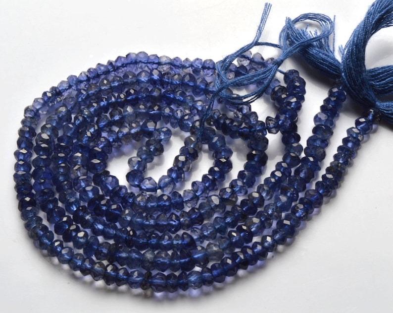 Micro Faceted 2 TO 2.5 MM 1 Stand 13.5 Inches Natural Iolite Beads Micro Faceted Rondelles BEADS