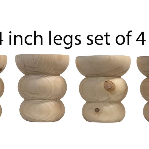 Unfinished 4 pieces sofa legs/ couch legs/ furniture legs/ ottoman legs/ bun feet , ball legs bed legs4" x 3 1/2"