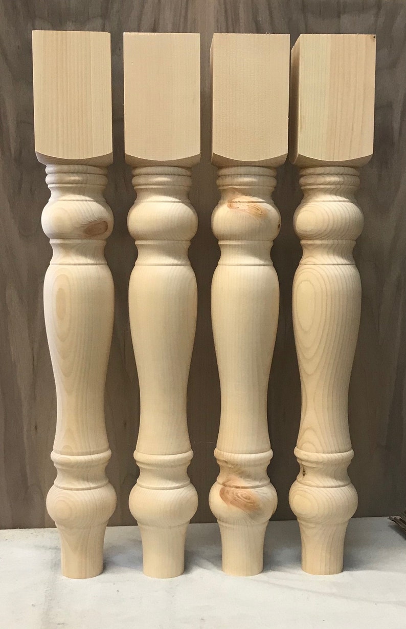 Set 4 Unfinished Solid Knotty Pine Dining 4x4 Table Legs