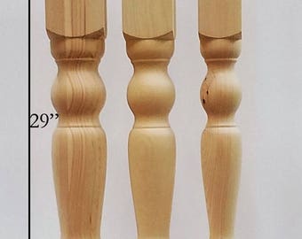 Farmhouse Dining Table Legs- Wood Legs. set of 4 hand made wood turning legs