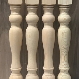 Set 4 Unfinished Solid Knotty pine dining 29'' Table Legs